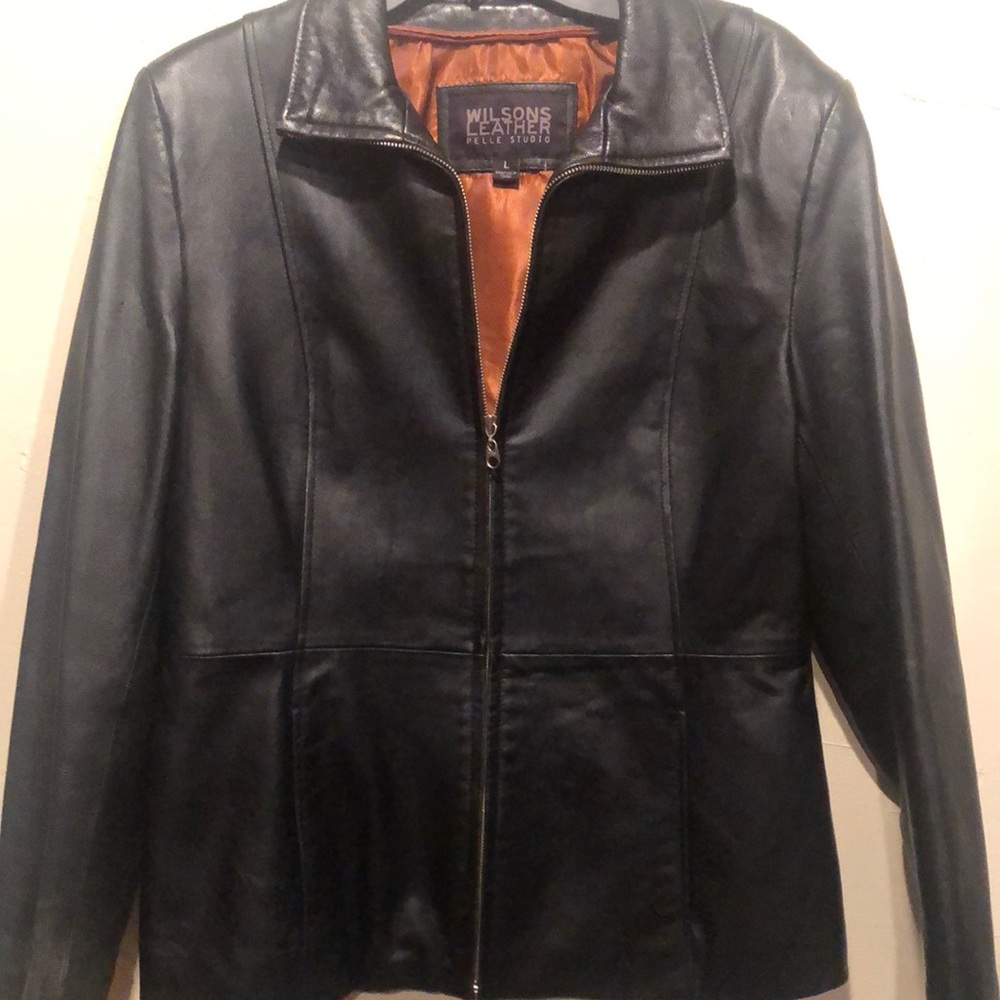 Wilsons leather zip front jacket. Size L